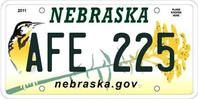 NE license plate AFE225