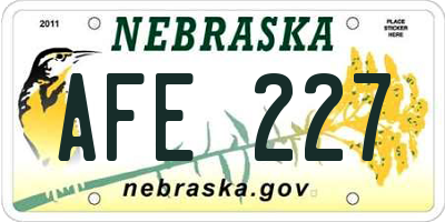 NE license plate AFE227