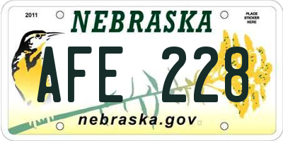 NE license plate AFE228