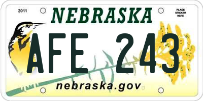 NE license plate AFE243