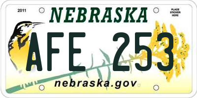 NE license plate AFE253
