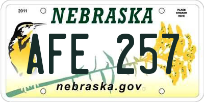 NE license plate AFE257
