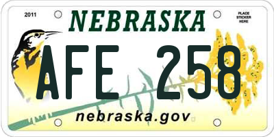 NE license plate AFE258