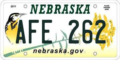 NE license plate AFE262