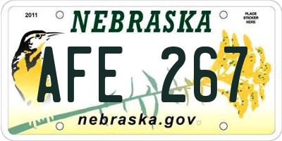 NE license plate AFE267