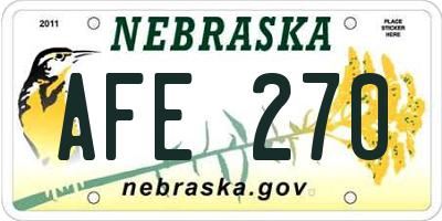 NE license plate AFE270