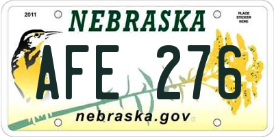 NE license plate AFE276