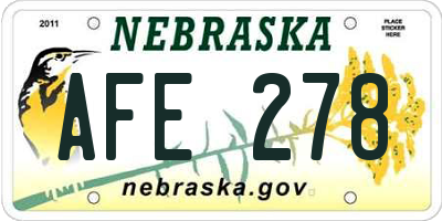 NE license plate AFE278