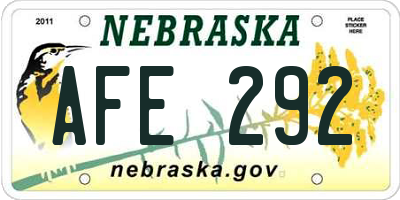 NE license plate AFE292