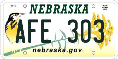 NE license plate AFE303