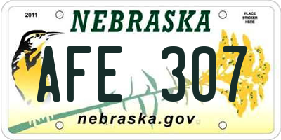 NE license plate AFE307