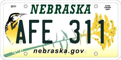 NE license plate AFE311