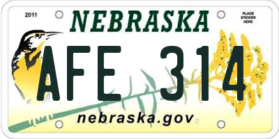 NE license plate AFE314