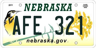 NE license plate AFE321