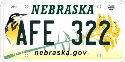 NE license plate AFE322