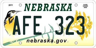 NE license plate AFE323