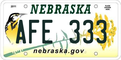 NE license plate AFE333