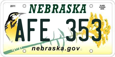 NE license plate AFE353