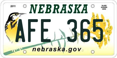 NE license plate AFE365
