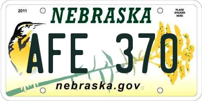 NE license plate AFE370