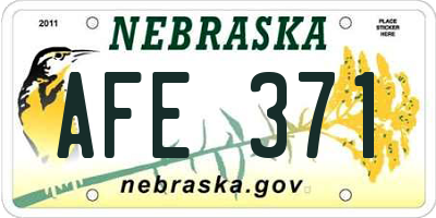 NE license plate AFE371