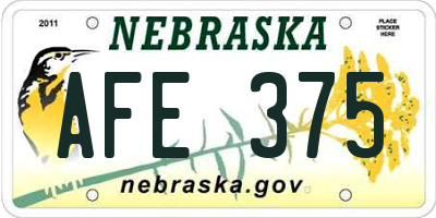 NE license plate AFE375