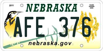 NE license plate AFE376