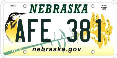 NE license plate AFE381