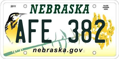 NE license plate AFE382