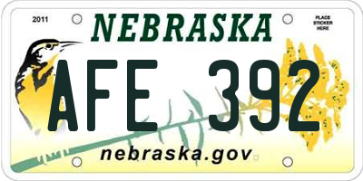 NE license plate AFE392