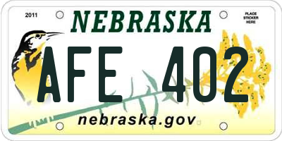 NE license plate AFE402