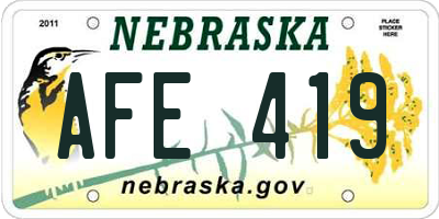 NE license plate AFE419