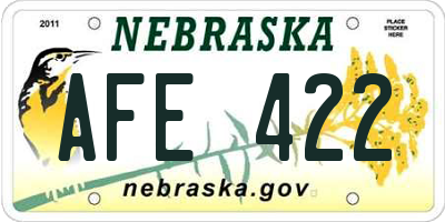 NE license plate AFE422