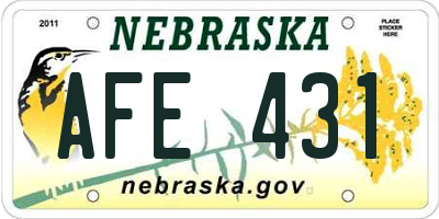 NE license plate AFE431