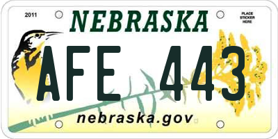 NE license plate AFE443