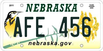 NE license plate AFE456