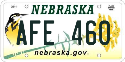 NE license plate AFE460