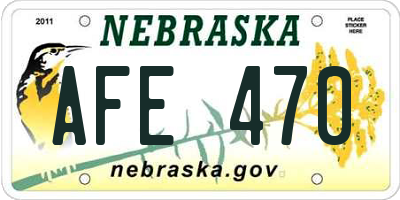 NE license plate AFE470