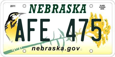 NE license plate AFE475