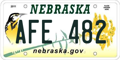 NE license plate AFE482