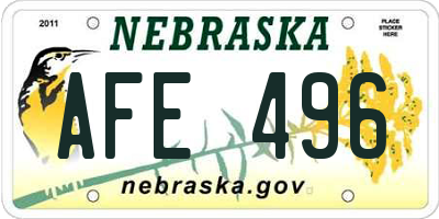 NE license plate AFE496