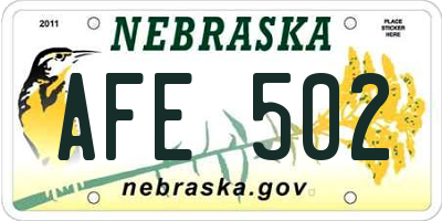 NE license plate AFE502