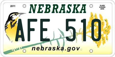 NE license plate AFE510