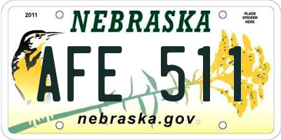 NE license plate AFE511