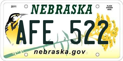 NE license plate AFE522
