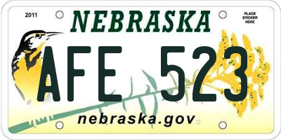 NE license plate AFE523