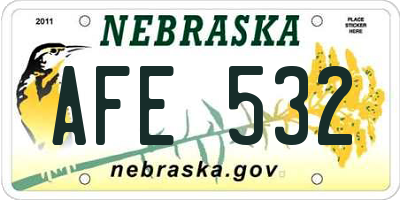 NE license plate AFE532