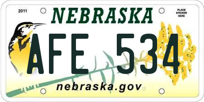 NE license plate AFE534