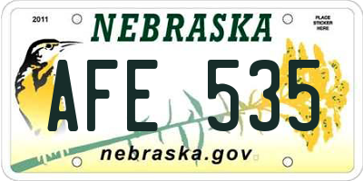 NE license plate AFE535