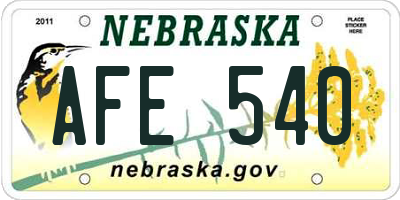 NE license plate AFE540